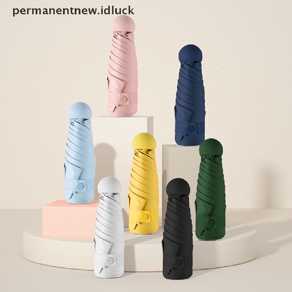 (luckypermanentnew) Payung Kapsul Mini Portable Proteksi Sinar Uv Untuk Wanita