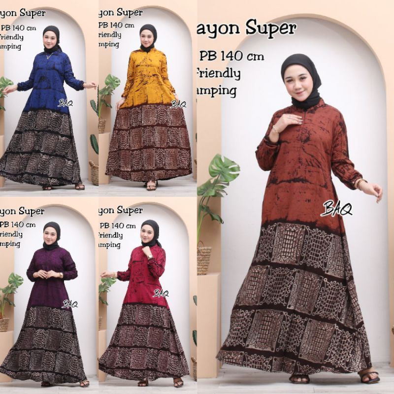 GAMIS MAXI DRESS RAYON PREMIUM JUMBO LD 120 HOMEYDRESS BUSUI BAJU GAMIS WANITA MODEL TERBARU KEKINIA