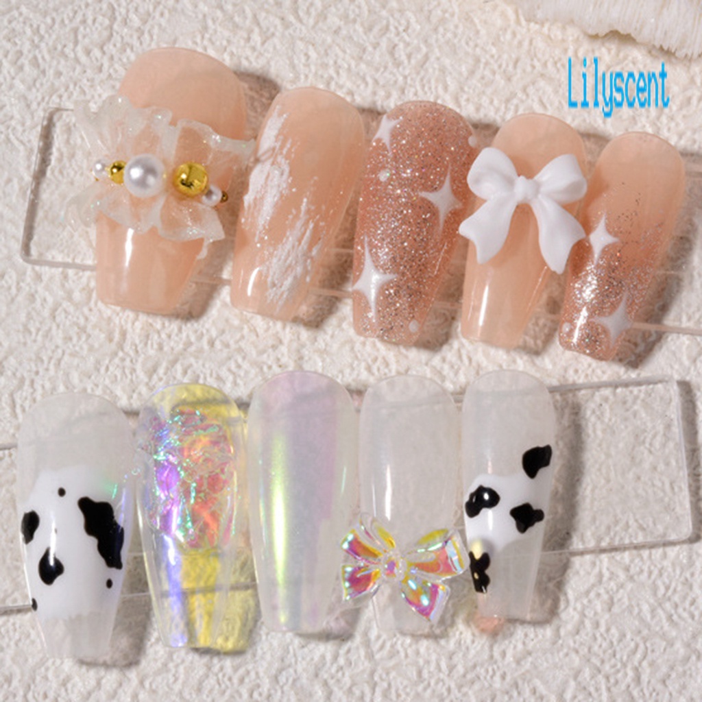 Lily 1 Kotak Manik-Manik Mutiara Imitasi Bentuk Pita / Beruang Untuk Dekorasi Nail Art DIY