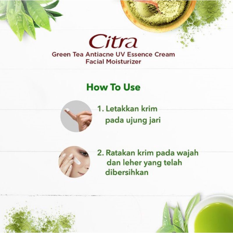 Citra Cream Pelembab Wajah 40Gr Facial Moisturizer Sakura Glow UV | Pearly Glow UV | Green Tea Antiacne Essence Cream Wajah