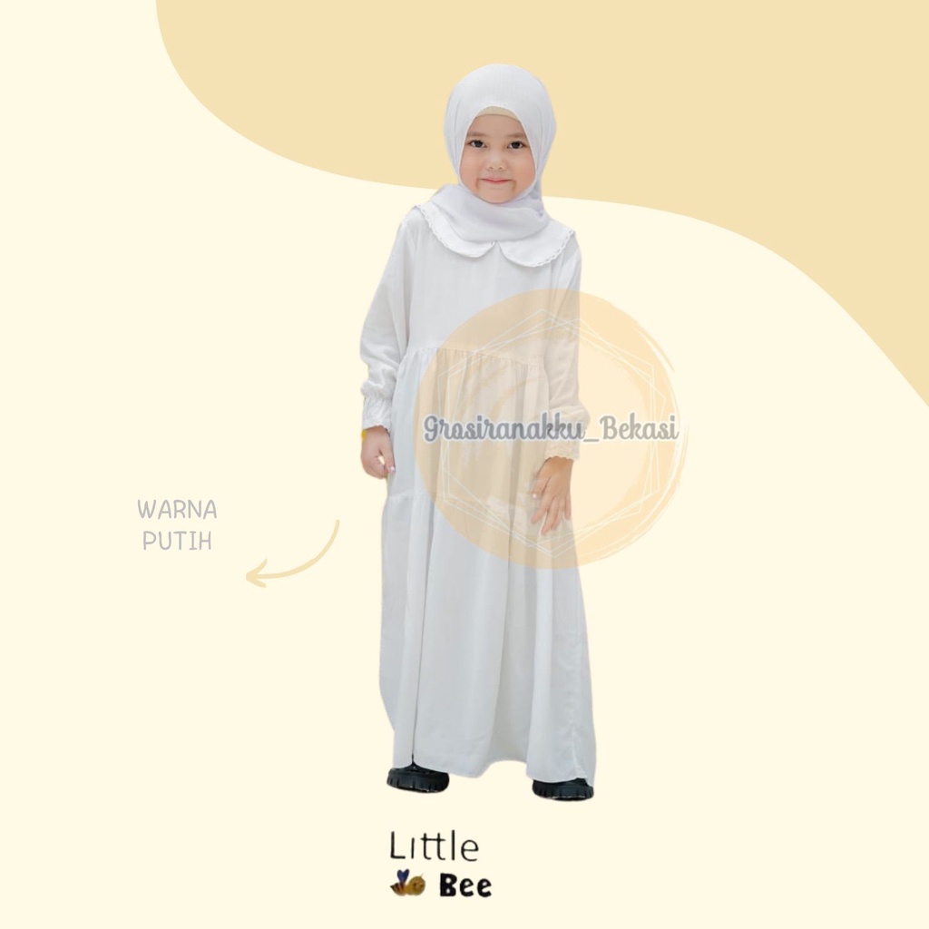 Gamis Anak Rayon Rosa Putih Manasik Haji LittleBee Size 2-8 Th