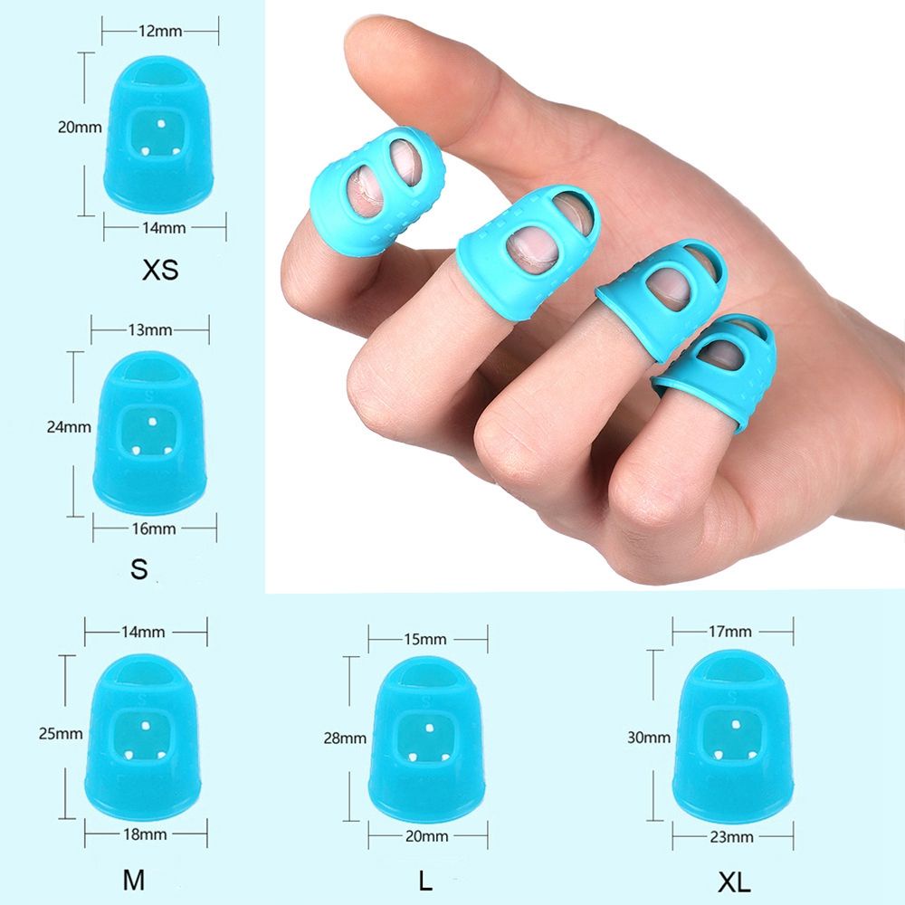 TOP 4pcs/set XS/S/M/L/XL Finger Guards 6 Colors Guitars Press Accessories Guitar Fingertip Protection Antipain Non-slip Silicone High Quality Fingerstall For Ukulele/Multicolor