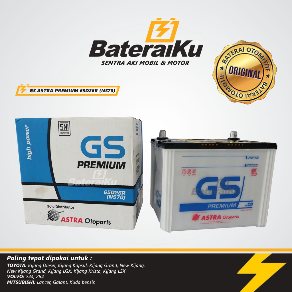 Aki Mobil Gs Astra Premium NS70 Aki Basah Aki Mobil Kijang, Panther, Elf, Sorento, New Dyna, dll