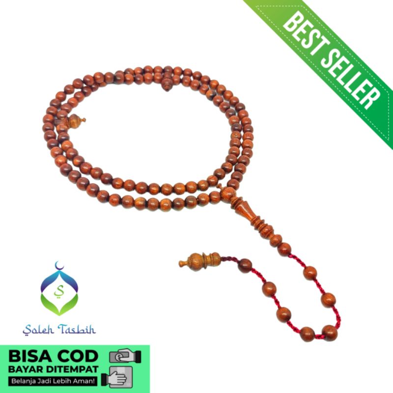 Tasbih Kayu Galih Nagasari Ngurak Motif Bulat, Size 6mm/Tasbih Muslim 99Butir