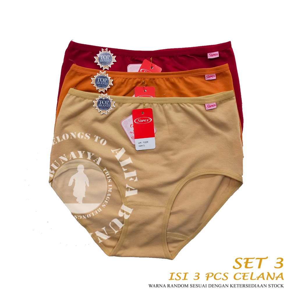 3 Pcs Celana Dalam Wanita SOREX 1229 - CD Underwear - Soft And Comfort - Pakaian Dalam Wanita Katun Cotton