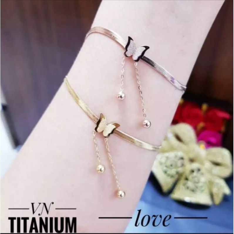 GELANG TANGAN TITANIUM KUPU-KUPU,GELANG TANGAN WANITA DEWASA