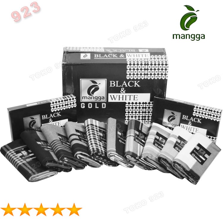 Kain Sarung M11 0 Motif Kotak Black & White Tenun Original MANGGA Gold