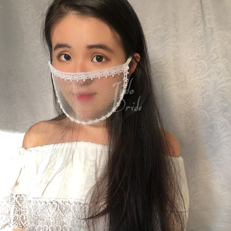 MURAH  Masker Transparan pengantin pernikahan pesta fashion cantik