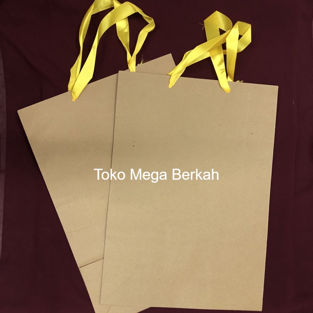 

Paper bag polos tali pita/tas kertas karton coklat polos/Recycle Brown Kraft Paper