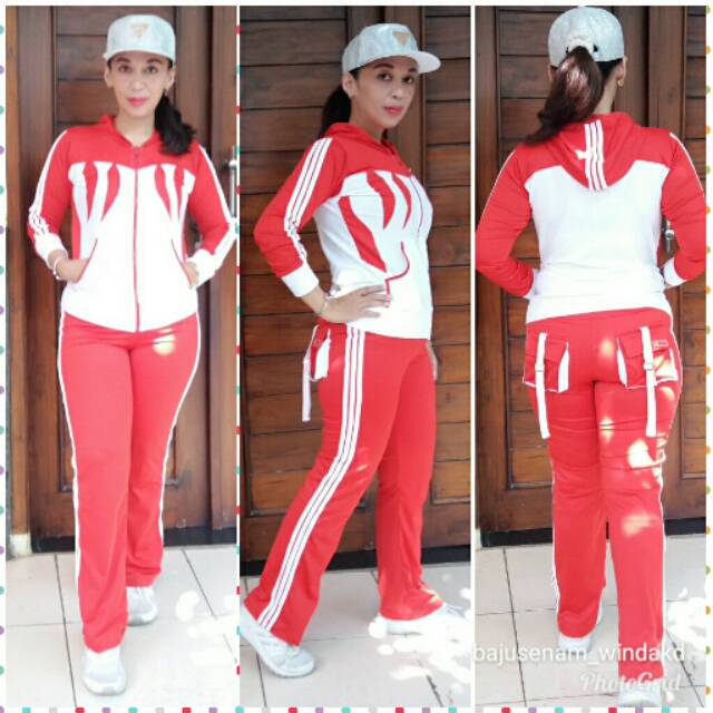 Baju Senam Merah Putih Api Api Atas / Baju Senam Muslim