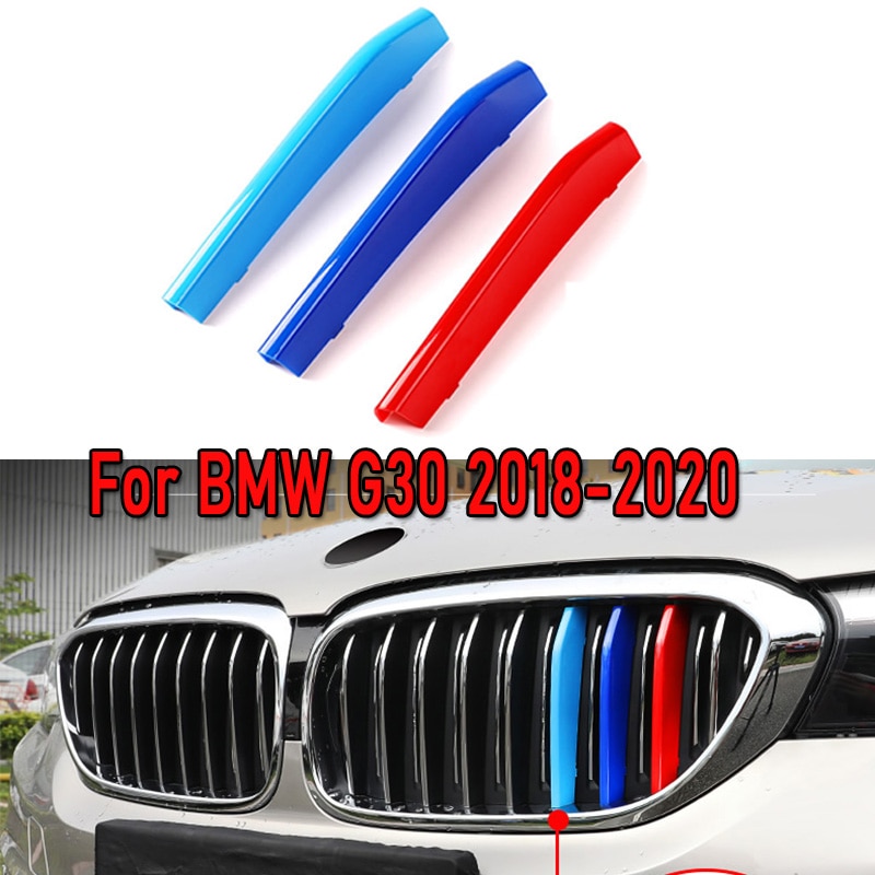 3pcs ABS Untuk 20212020 2019 2018 BMW G30 5seri Mobil Racing Grille Strip Trim Clip M Power Kinerja Aksesoris