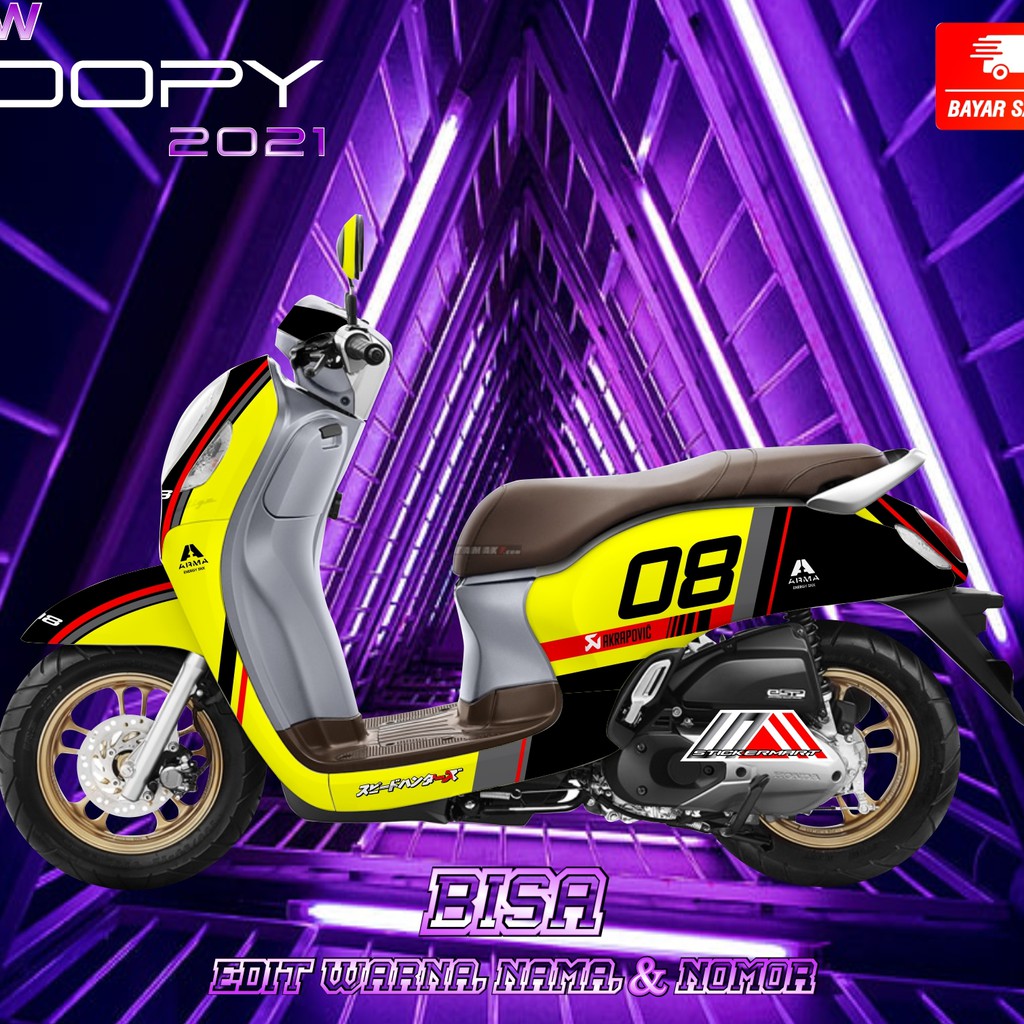 Decal scoopy new hitam kuning 08