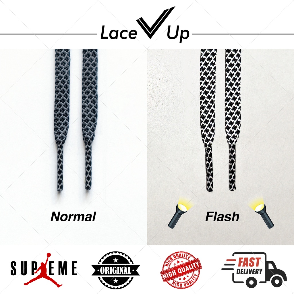 Tali Sepatu Reflective Flat Versi 1 | 3M Reflective Sports Shoelaces