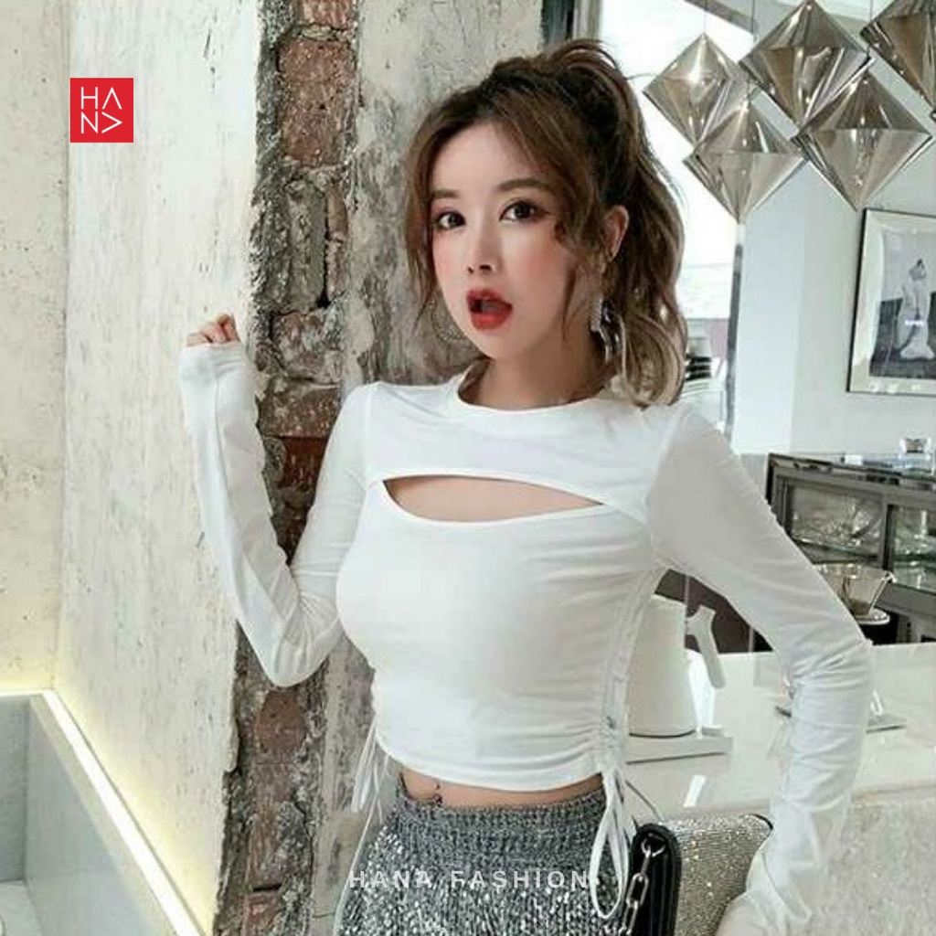 Hana Fashion - Rarity Long Sleeve Crop Top Kaos Crop - CT021