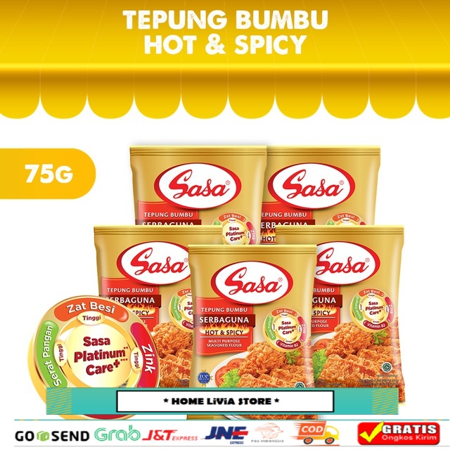 

Sasa Tepung Bumbu Serbaguna Hot & Spicy 75 gr x 5 Pcs