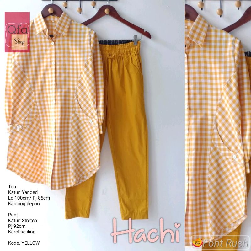 hachi setelan / setcel tunik kotak plus celana