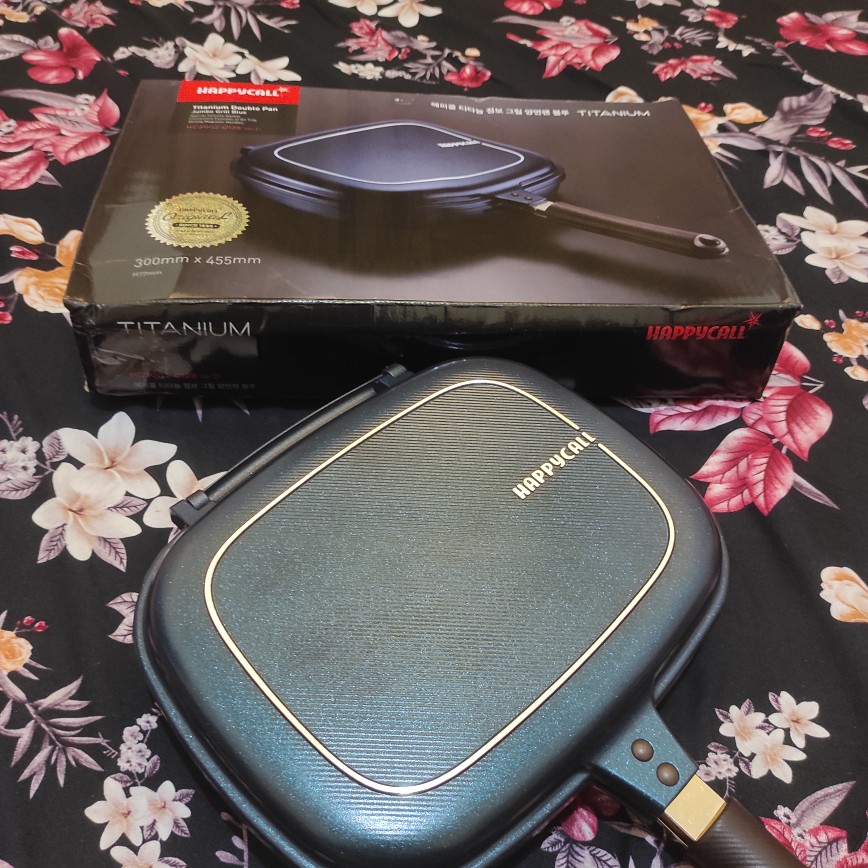 Peralatan Masak Ori Korea Happycall Titanium Jumbo Grill Double Pan