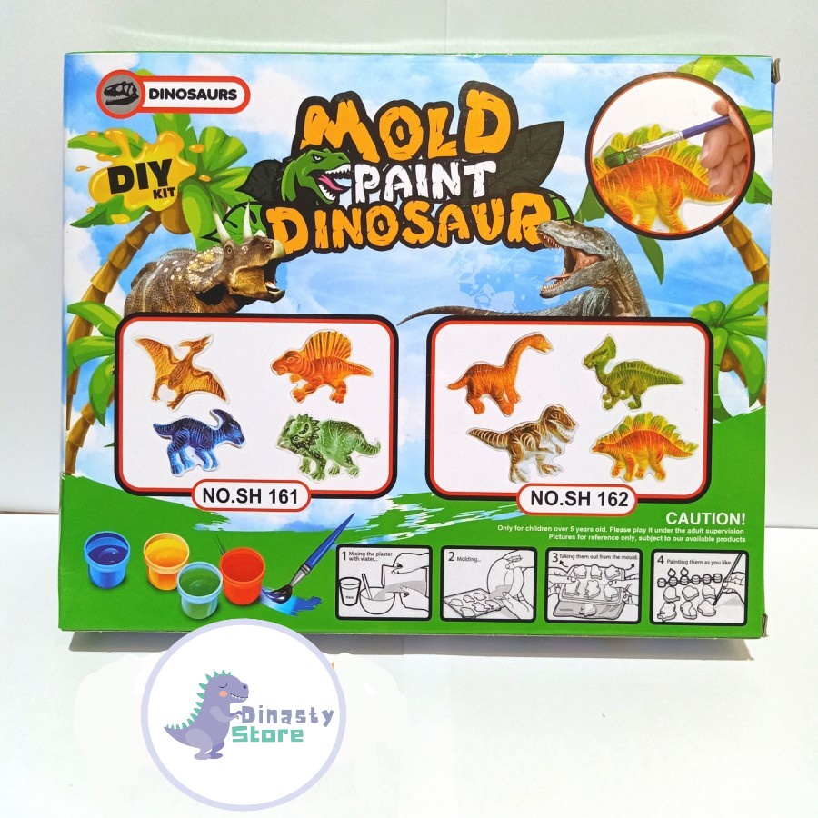 Mainan Mencetak dan Mewarnai Dinosaurus Cetakan Patung Gypsum DIY Kit Mainan Kerajinan dan Seni Mold