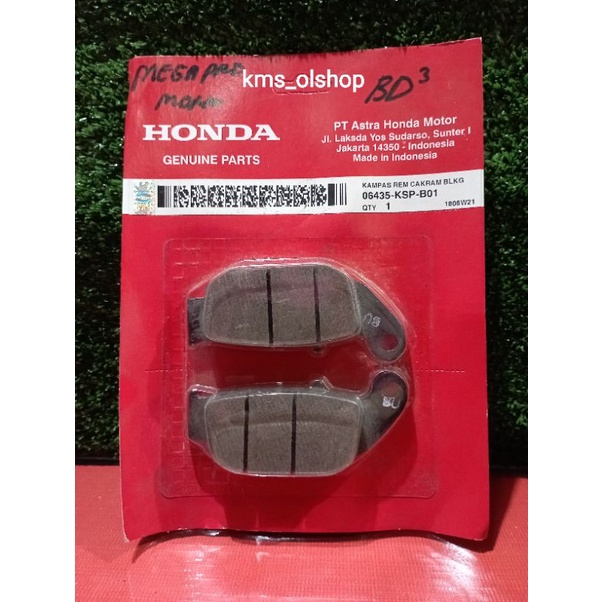 Dispad Discpad Kampas Rem Belakang Cakram Megapro Mono CB 150 R Asli Honda AHM 06435-KSP-B01