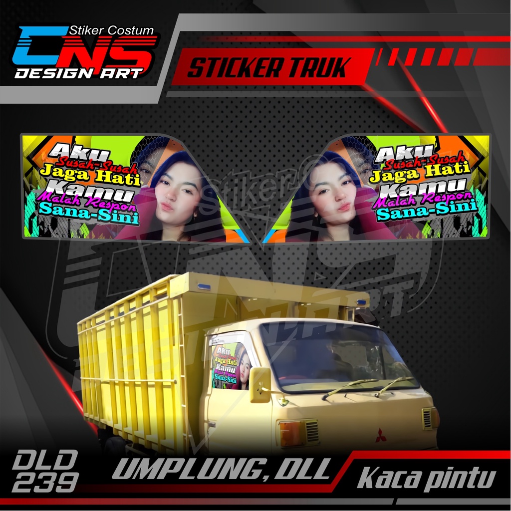 Stiker Kaca Pintu Depan Truk TEPAK/UMPLUNG Custom Foto Cewek Cantik Hijab Vector Seksi Bisa Request 