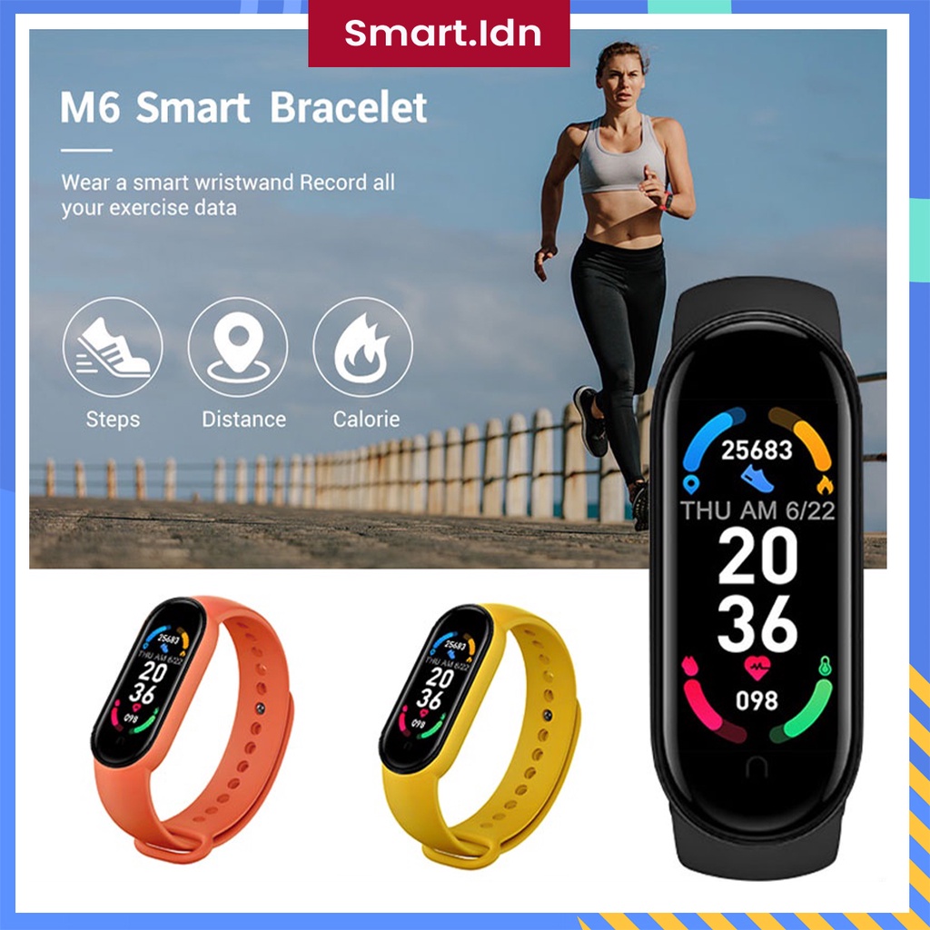 Jam Tangan Pintar Smartwatch M7 M6 Pelacak Detak Jantung Pedometer Monitor Tekanan Darah