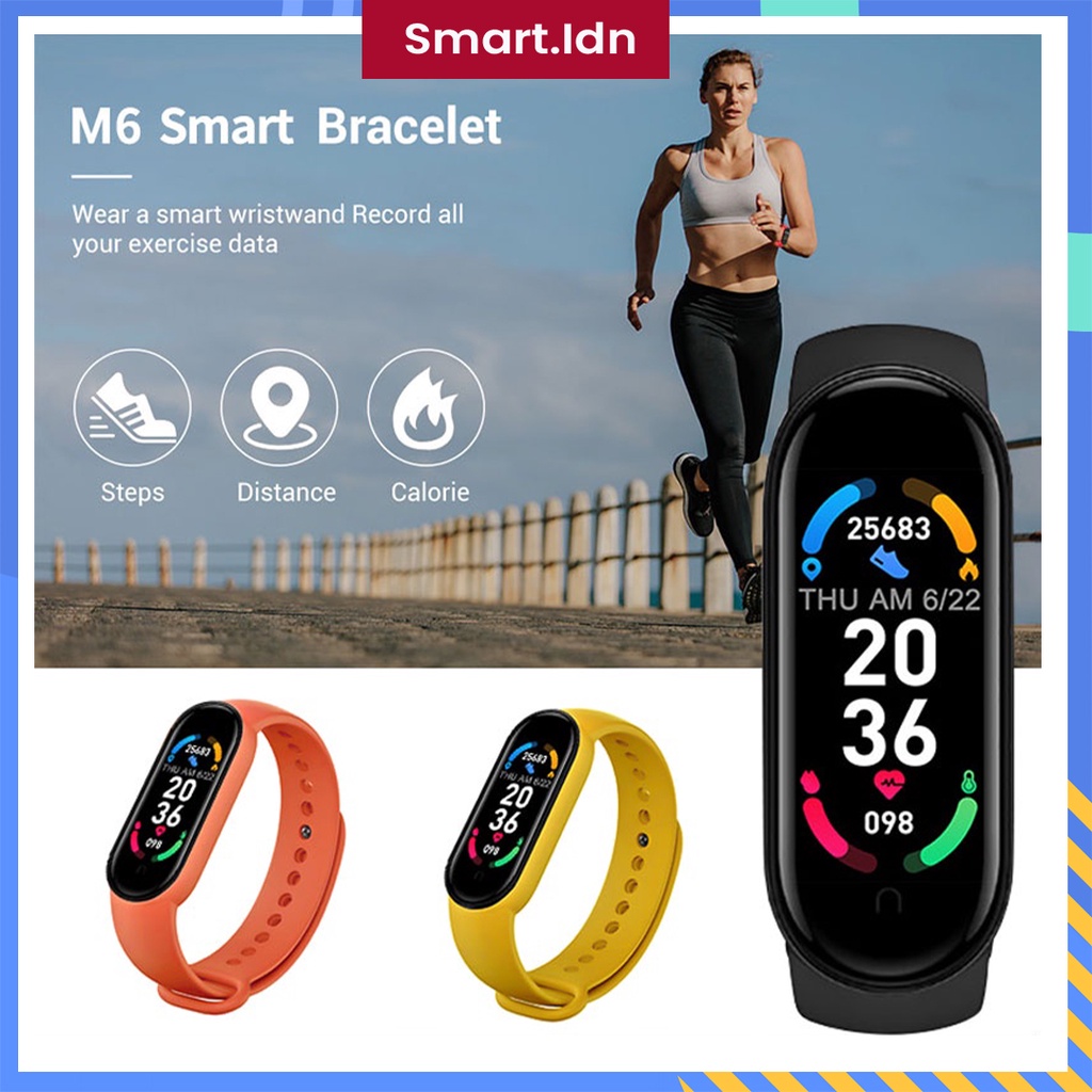 Jam Tangan Pintar Smartwatch M7 M6 Pelacak Detak Jantung Pedometer Monitor Tekanan Darah