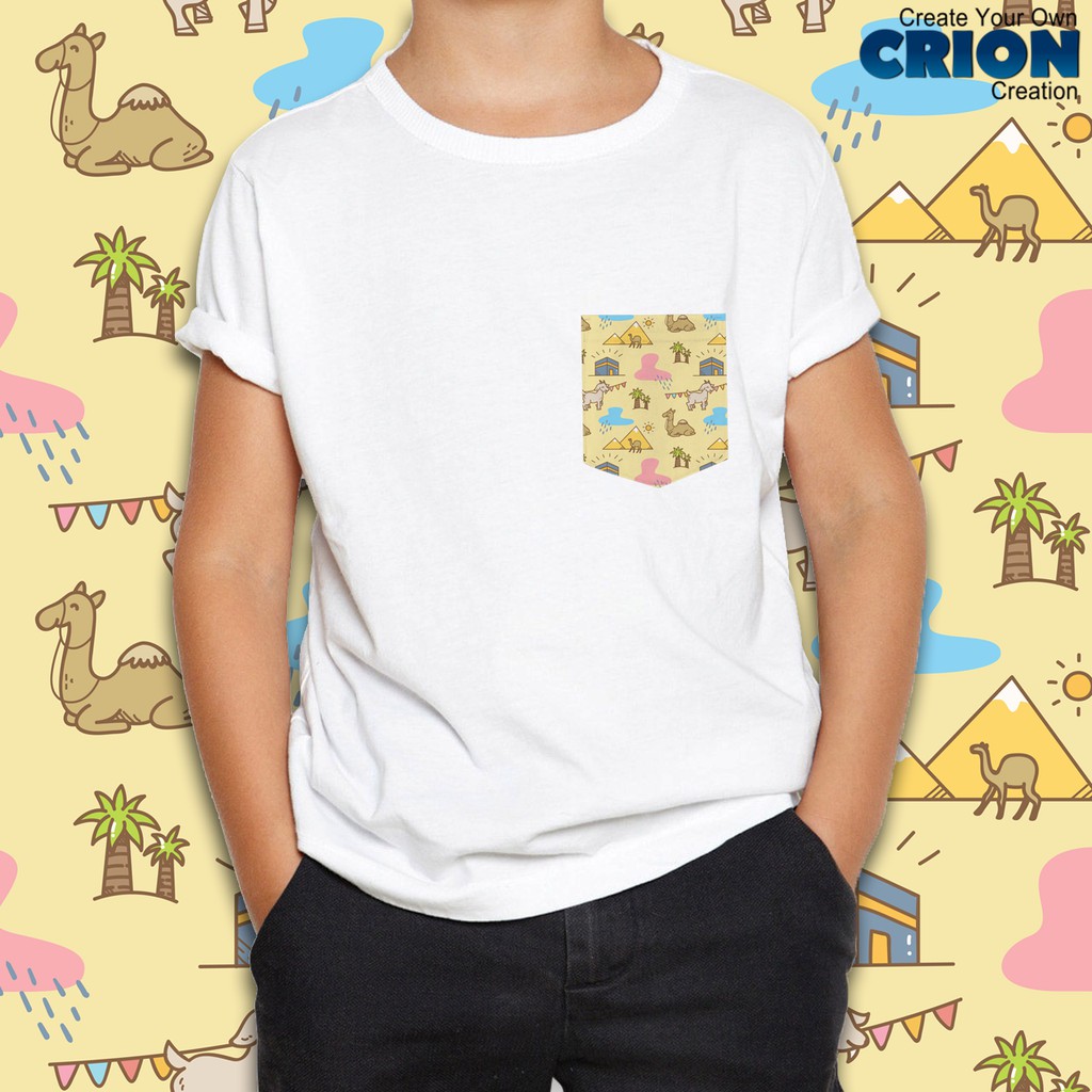 Crion Casual Tees Kids Ramadan Edition whit Pocket-Kaos dengan Kantong