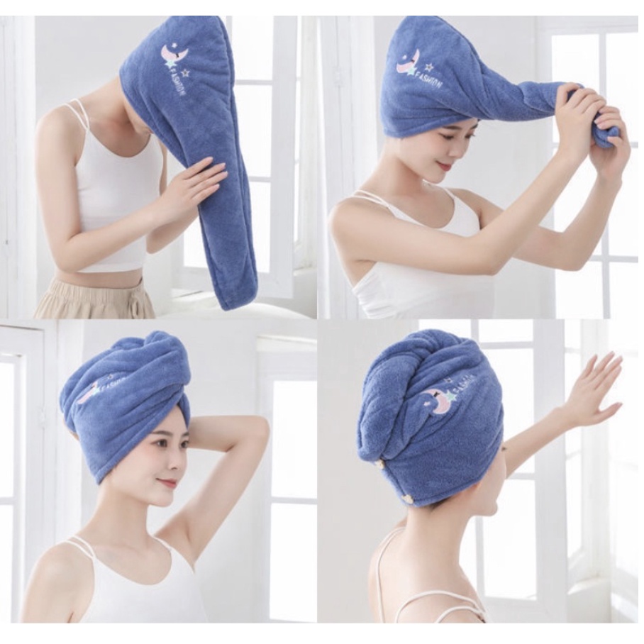 Handuk Rambut Handuk Pengering Rambut Bahan Microfiber Magic Towel Kepala Keramas Turban Keramas