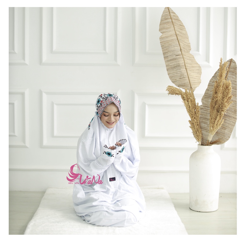 Ani'Ana Official - Mukena Terusan Bordir Bahan Polino Medium