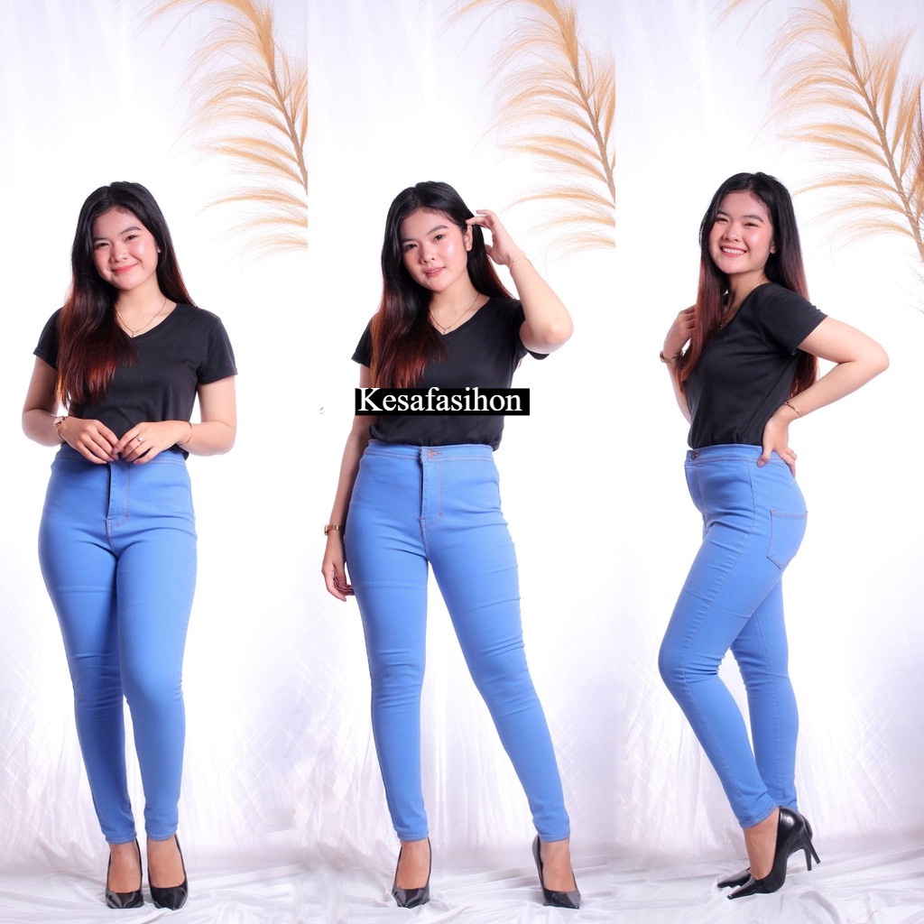 CELANA JEANS HIGH WAIST ONE BUTTON // CELANA JEANS HIGHWAIST KANCING SATU POLOS