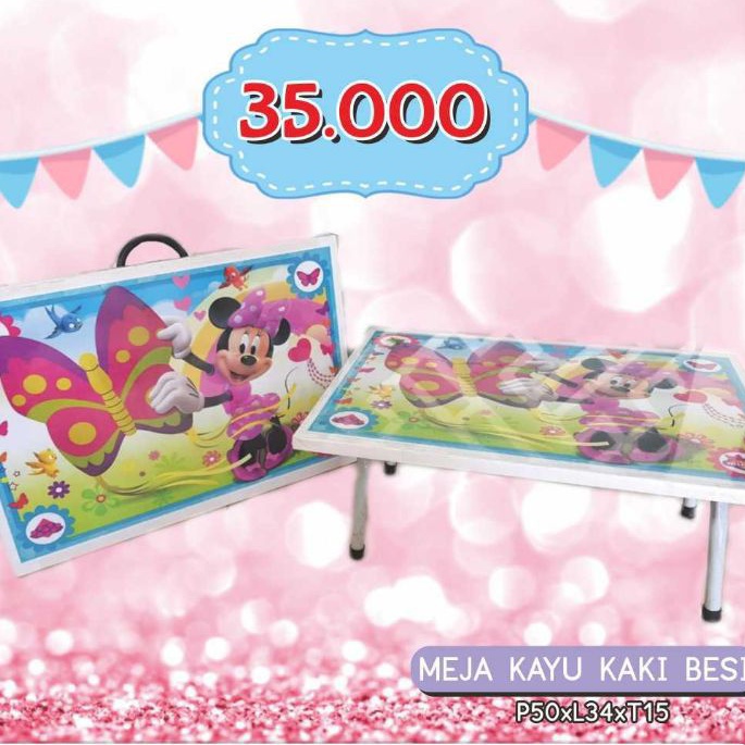 souvenir meja kayu kaki besi