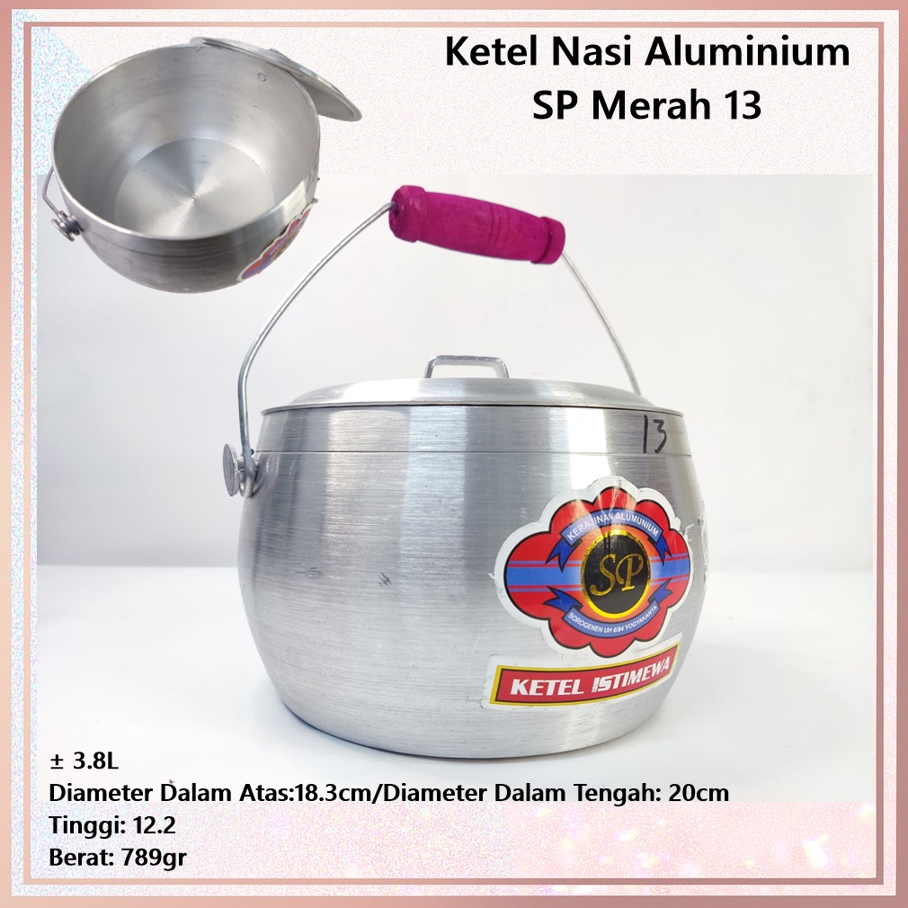 Ketel/Kastrol/Periuk Panci Nasi Liwet  Aluminium SP Merah 13 ± 3.8L