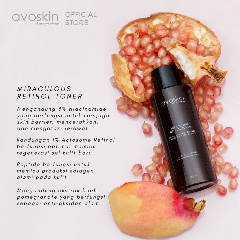 AVOSKIN Miraculous Retinol Toner Indonesia / Avo Skin / Niacinamide Serum Ampoule Cream AHA BHA PHA