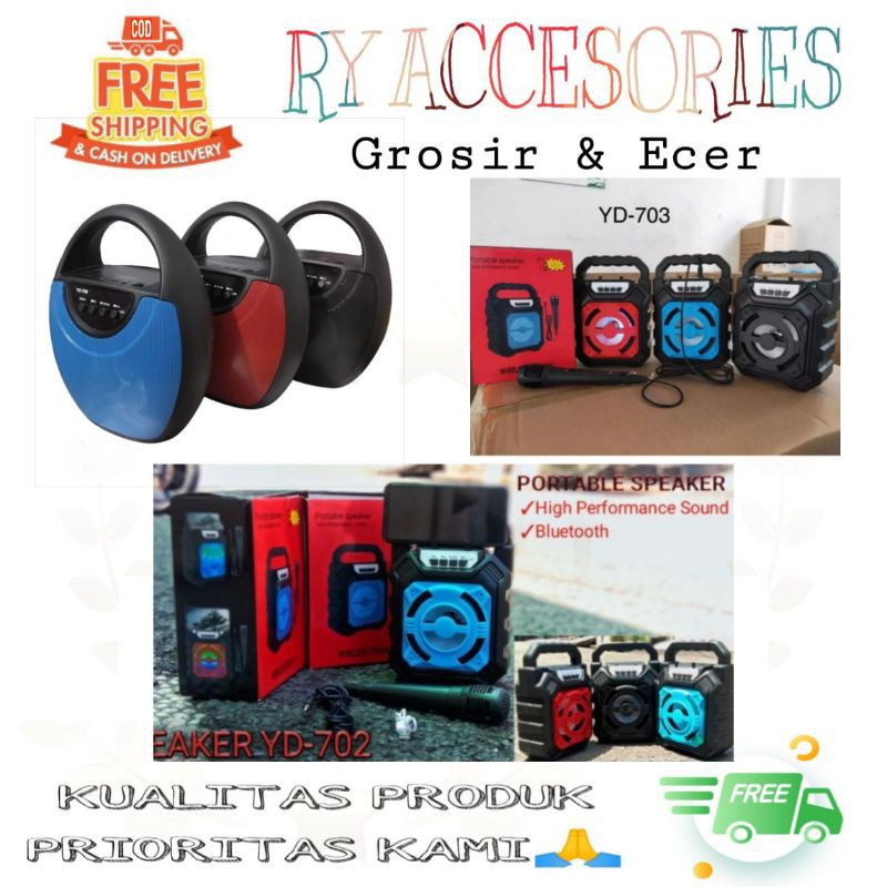 RY - SPEAKER BLUETOOTH + mic YD-702 YD-703 YD-706 FREE MIC PORTABLE / SPEAKER YD 702h YD 703h YD 706