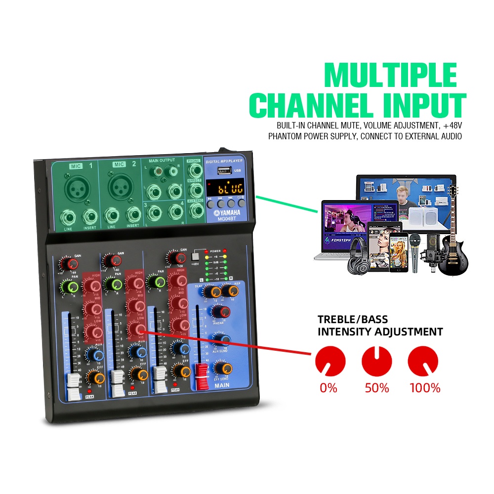 AUDIO MIXER mixer profesional 4-channel MG04BT mixer Penguat sinyal USB Penguat KTV Penguat kinerja panggung Penguat kinerja panggung