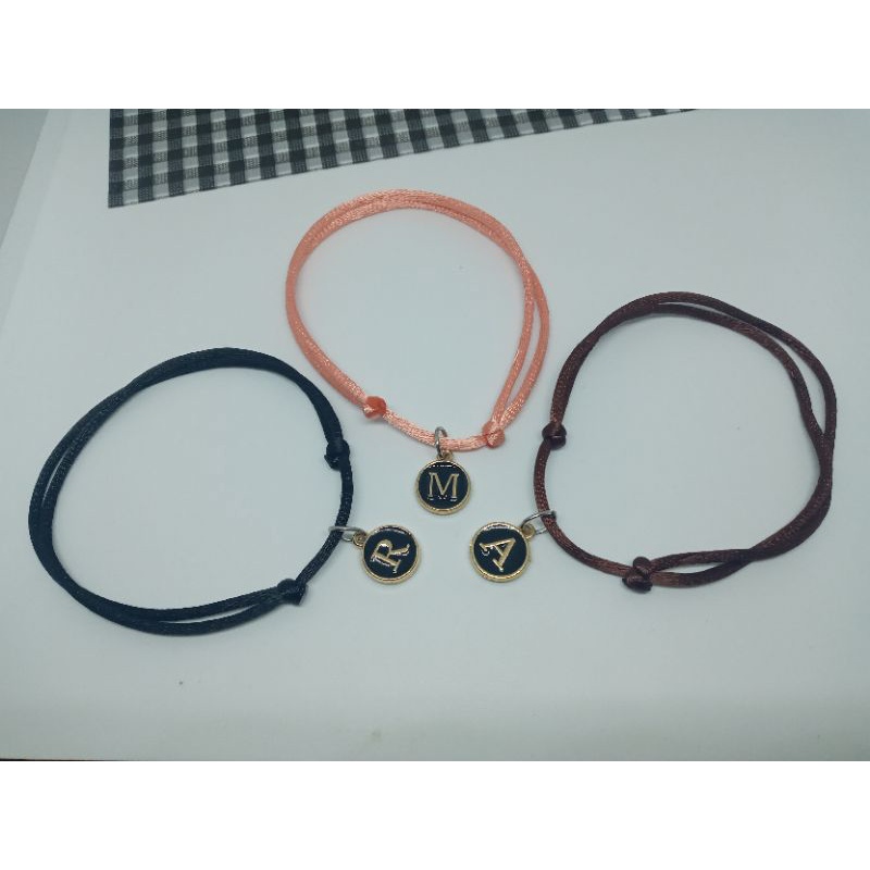 Gelang Inisial | gelang couple inisial | gelang tali | gelang huruf | TERSEDIAH BANYAK WARNA