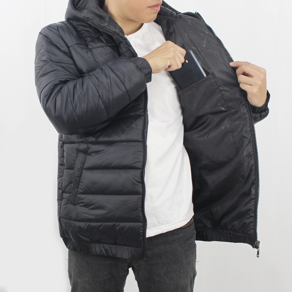 JAKET PUFFER TEBAL PRIA HITAM SIZE M L XL XXL  - JAKET WINTER - JAKET PARASUT TEBAL PRIA - JAKET GUNUNG TEBAL PRIA  HITAM