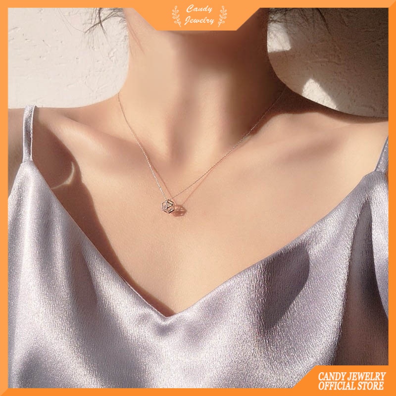 Kalung Choker Liontin Geometris Warna Silver Untuk Wanita