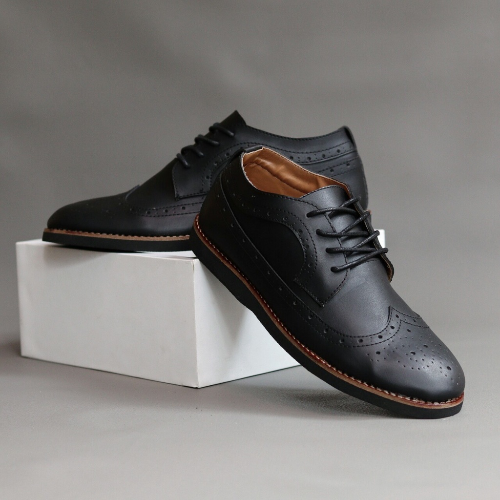 Xshoesbdg.id x Saga Sepatu Formal Pria Pantofel Kulit Pu Asli Casual Kerja Kantor Kuliah Kondangan Original