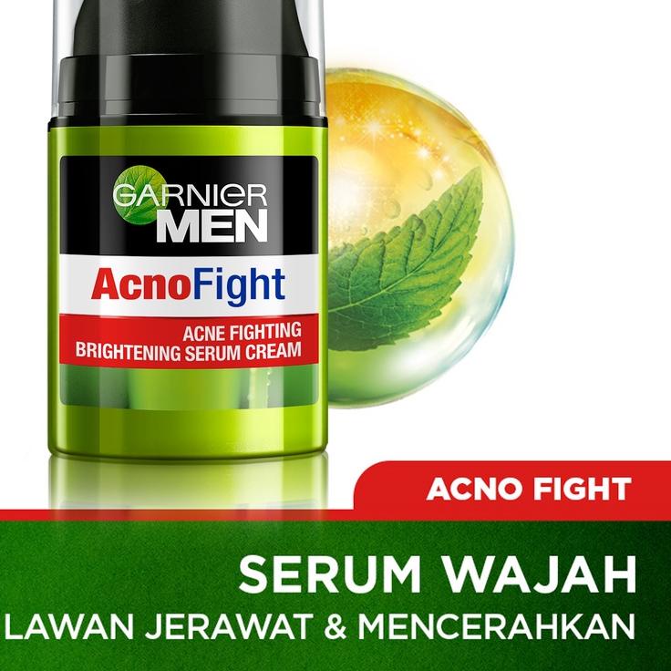Garnier Men Acno Fight Acne Fighting Brightening Serum Cream Skin Care - 40 ml (Serum Wajah Pria)