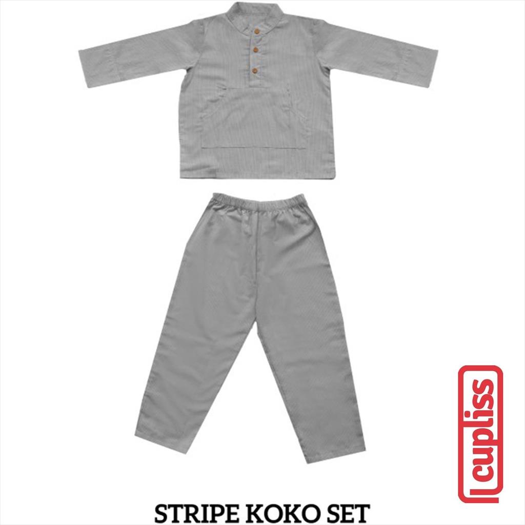 Little Palmerhaus Stripe Koko Koala Grey Baju Koko Anak