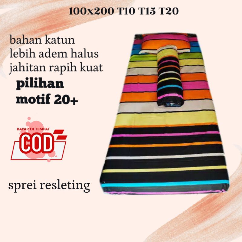 Sprei Resleting 100x200x10 100x200x15 Sarung Kasur Busa 100x200x20 Sprei Single Karakter Murah Bahan