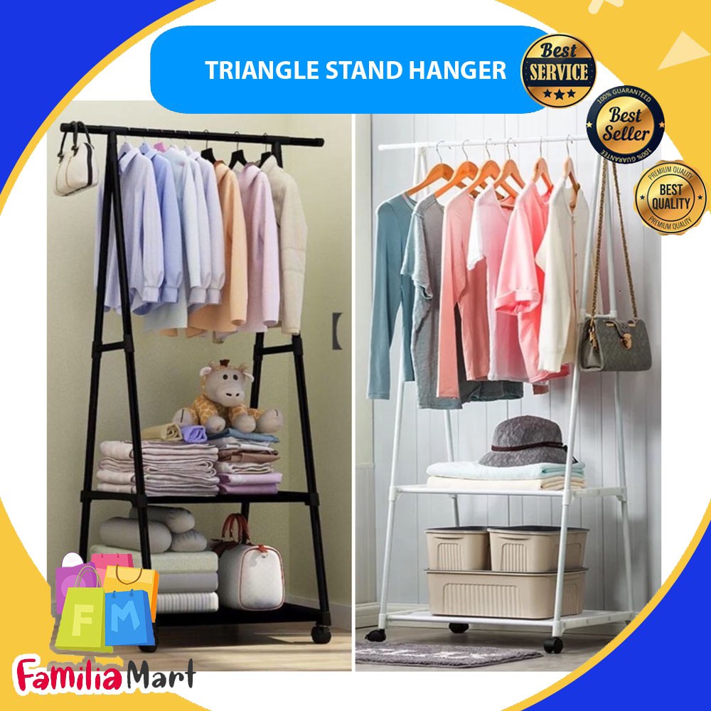 Triangle Stand Hanger Gantungan Rak Baju Tas Buku Serbaguna 4 Roda