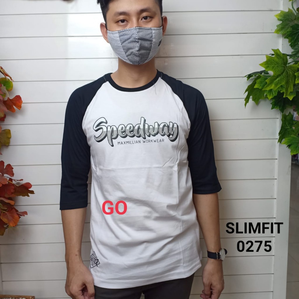 gos gof MAXMILLIAN KAOS Panjang 3/4 (Slimfit) Pakaian Pria Atasan Kaos Oblong Original Lengan Panjan