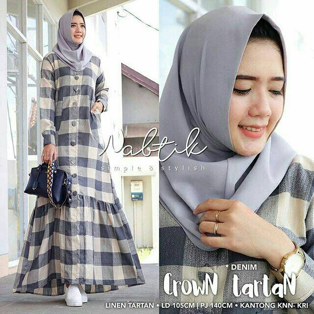 Crown Tartan, DRESS MUSLIM, baju wanita, baju gamis, dress, gamis, Baju gamis, fashion wanita