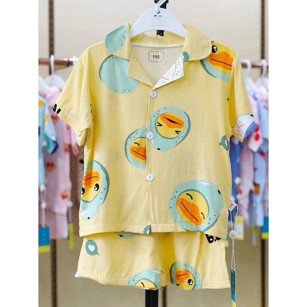 (5-8th) Setelan Rayon Premium Anak Kerah Unisex Piyama pendek anak rayon import setelan baju tidur a