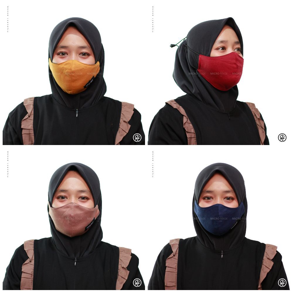 MASKER HIJACKET KAIN Wanita Pria Cewek Cowok Headloop Hijab Jilbab Mask Polos Tali Karet Elastis Ori-6