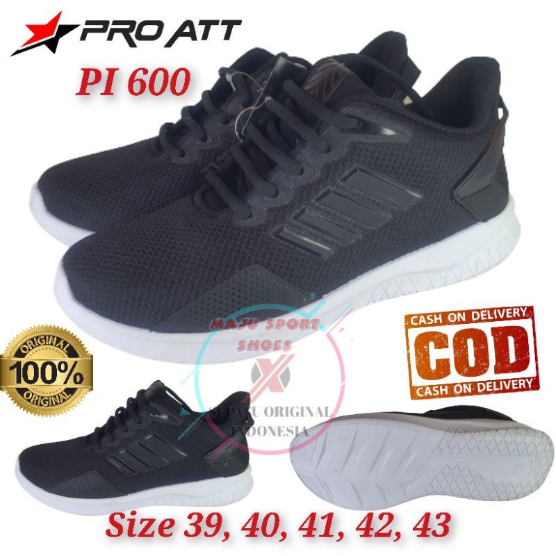 PRO ATT PA 700 / PRO ATT PI 600 / PRO ATT PCW - SEPATU SEKOLAH TALI PRO ATT HITAM POLOS HITAM PUTIH