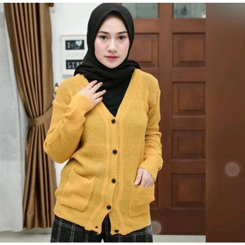 [ COD] Cardigan rajut kantong tebal wanita | Cardigan Rajut Tebal Korea