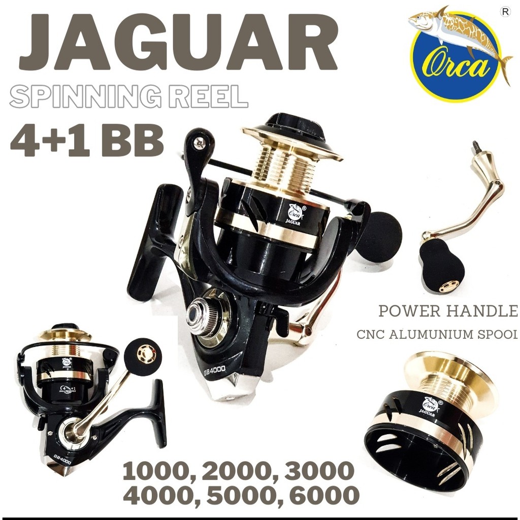 Reel Spinning  Orca Jaguar 4000 5000 6000 Power handle Kuat Galatama dan Laut
